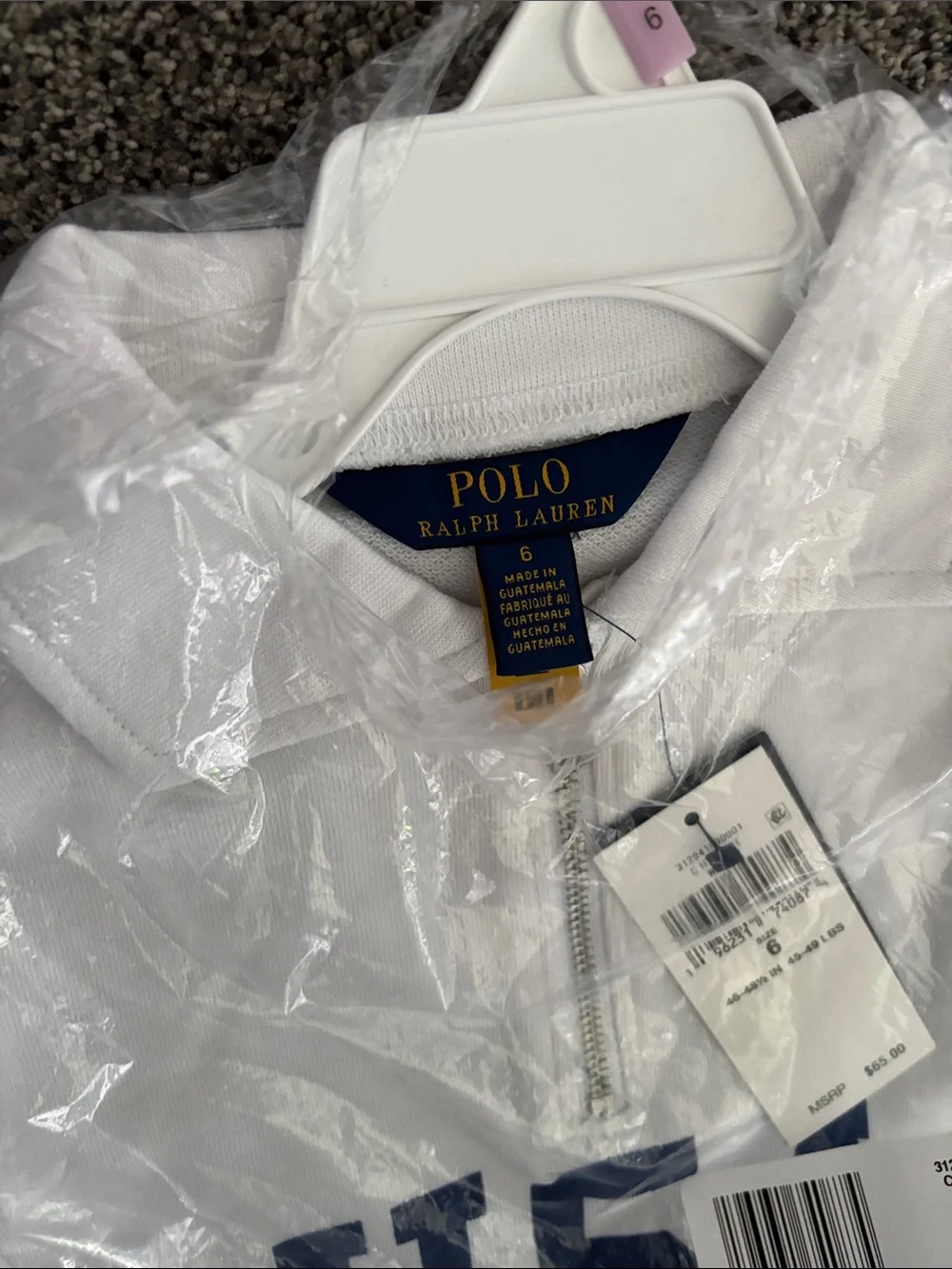 Kids Ralph Lauren White Pullover with Navy USA and Red Logo - Picture 4 of 7
